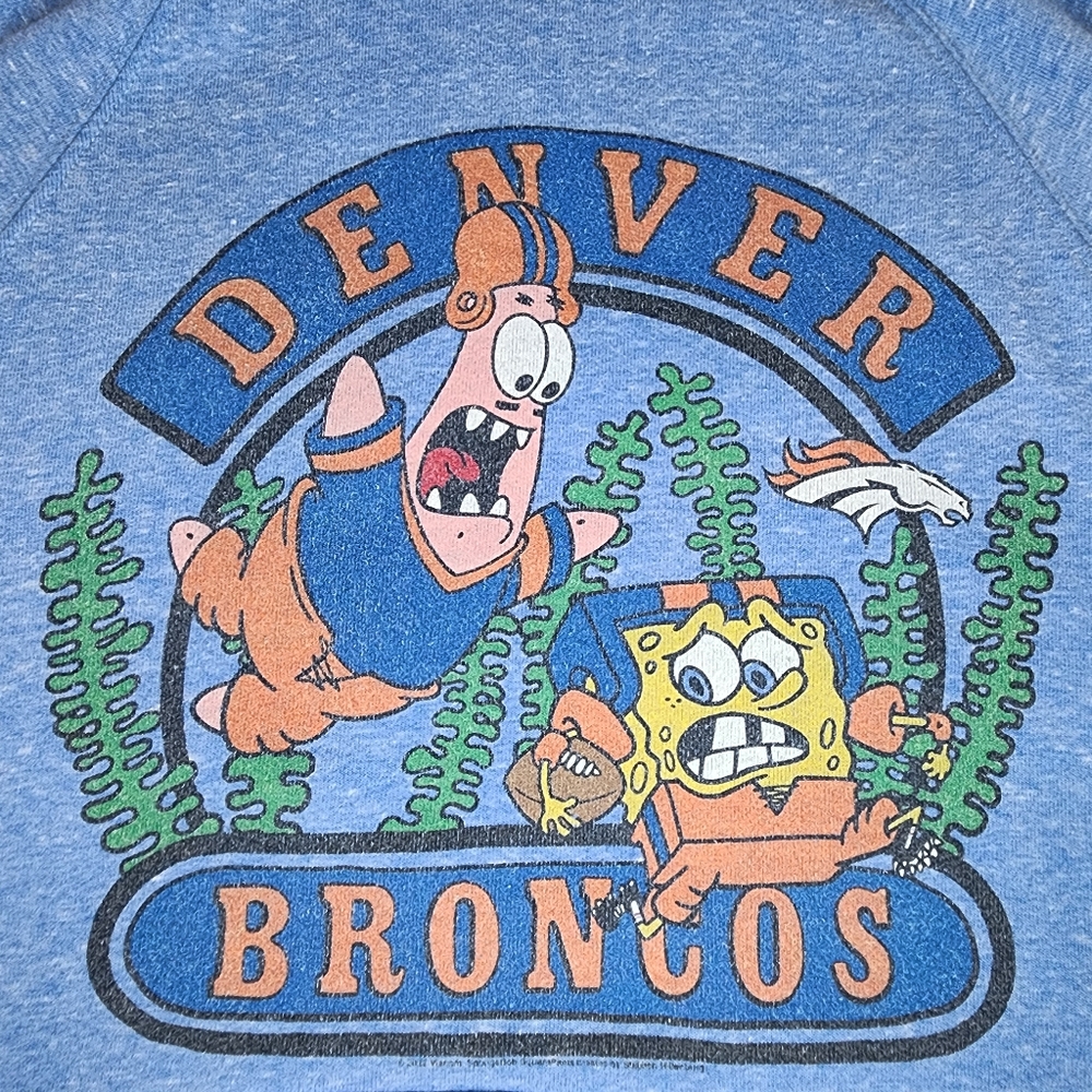 Homage SpongeBob and Patrick X Denver Broncos Hoodie Blue Sz XS - Picture 3 of 10
